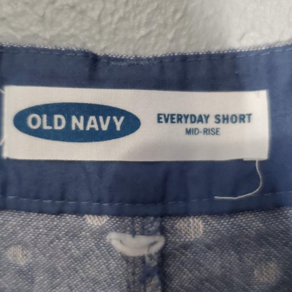 Old Navy Mid-Rise Everyday Linen-Blend Blue Polka Dot Shorts, 8 - Picture 5 of 6